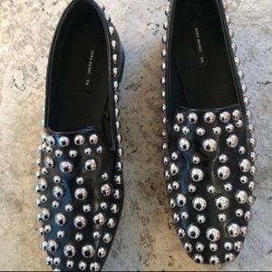 Zara studded leather loafers